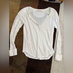 We The Free White Long-Sleeve Snap Henley